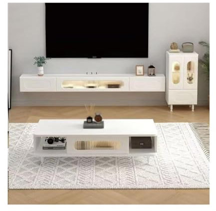 Gabinete de TV flotante Gabinete de TV flotante, gabinete de TV montado en la pared, estante de entretenimiento con puertas para sala de estar/dormitorio Muebles de TV flotantes(Grande