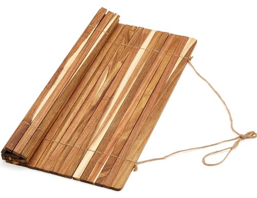 Maxdot Wooden Dish Drying Rack, 20.5 x 16 Inch Roll up Kitchen Over Sink Dish Drying Rack for Dishes, Plates, Bowls, Wooden Cover Counter Space, Crack Resistant Drainer, Kitchen Supplies