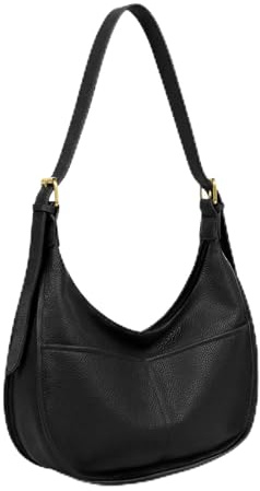 Maxmoc Handtasche Schultertasche Damen, PU Leder Umhängetasche, Vintage Tasche Hobo Beuteltasche Tote Bag Große Kapazität mit Reißverschluss für Schule Arbeit Uni, Schwarz