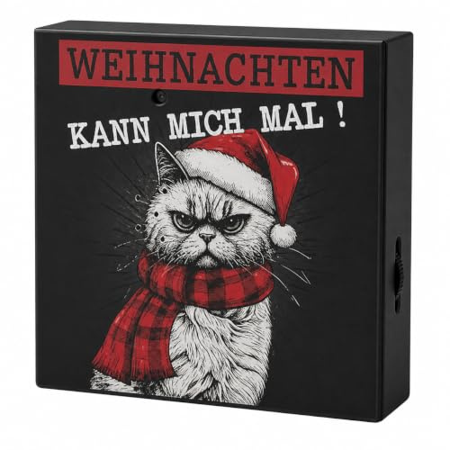 MIJOMA Soundbox mit schaurig-schöner Weihnachtsmusik - Christmas Cat | Weihnachten für Zuhause, mit Bewegungsmelder & EIN-/AUS-Schalter, Ideal für Bad, Flur, Büro & Wohnzimmer