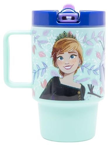 SRV Hub Frozen “Snowy Tale” Kids Mug 530 ml – BPA-Free Spill-Proof Plastic Cup with Lid & Flip Spout, Lightweight Travel Mug for School, Girls, Toddlers – Ideal Christmas Gifts for Kids