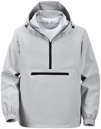 MEDUOLA Felpa con Cappuccio Uomo 1/2 Zip Anorak Giacca Sportiva Giacca Antivento Impermeabile Softshell Legere Cappotto Primavera Autunno Adatto Escursioni