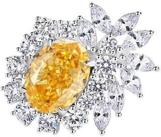 Ayoiow Luxus Ring Verlobung Weissgold für Damen mit, Verlobung Ring 750 für Sie, Größe 47 (15.0)-65 (20.7)