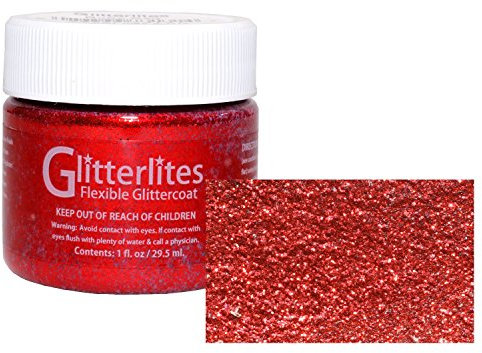 Angelus Glitterlites Flexible Glittercoat 29.6ml Bottle - Ruby Red