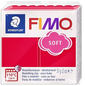 STAEDTLER 8020-24 FIMO Soft Oven-Hardening Polymer Modelling Clay - Indian Red (1 x 57g Block)