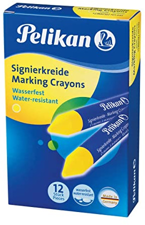 Pelikan 701045 - Signierkreide für rauhe Untergründe Schachtel mit 12 Stück, gelb
