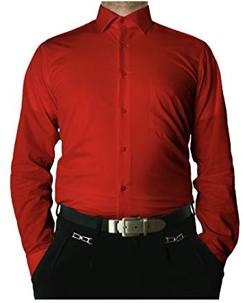 Tonelli Designer Herren Hemd Rot klassischer Kragen Herrenhemd Kentkragen Langarm Größe XXXL 48