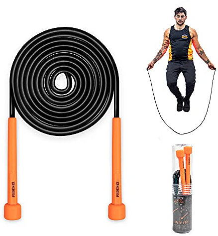 Phoenix Fitness RY917 Geschwindigkeit Springseil - Geschwindigkeitsseil für Fettverbrennung, Fettabbau und Konditionierung, M, Orange