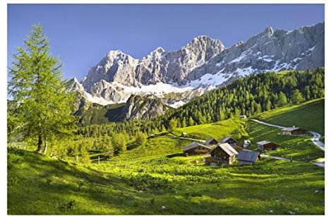 Bilderwelten Berge Fototapete Natur inkl. Kleister 384x255cm - Vliestapete Made in Germany - Tapete Berge Schlafzimmer - Steiermark Fototapete Natur Landschaft - Wandtapete Wohnzimmer Flur T_2378