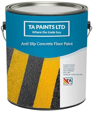 T A Paints Ltd Non Slip Floor Paint Multi Surface Concrete Brick Stone Wood Metal Floors Workshops Factory Steps Showroom Garage Floors (2.5L Black)