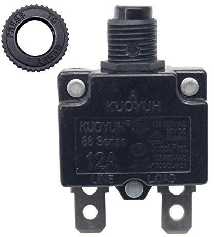KUOYUH Disjoncteur 12 A Série 88 125/250 VAC 50/60 Hz Push-to-Reset (12A)