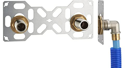 FIXSYSTEM Kit platine de sortie cloison pour tube PER à Glissement Ø16 - sorties entraxe 150 millimètres mâle 20x27 (3/4) pour robinet Douche/Baignoire - Installation visitable