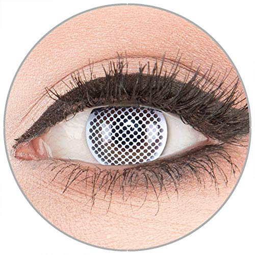 Farbige Kontaktlinsen zu Fasching Karneval Halloween in Topqualität von 'Glamlens' ohne Stärke 1 Paar Crazy Fun weiße weisse 'White Screen' mit Behälter