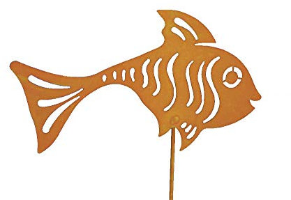 Unbekannt Gartenstab Fisch Metall Rost Edelrost Rostfigur Deko Dekoration Deko-Idee Dekotier Dekofisch Rostdeko Gartendeko Geschenk-Idee Geschenk
