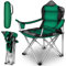 TRESKO® Silla de Camping Plegable y transportable | hasta 150 kg | Silla de Pesca portátil con reposabrazos y portabebidas (Verde)