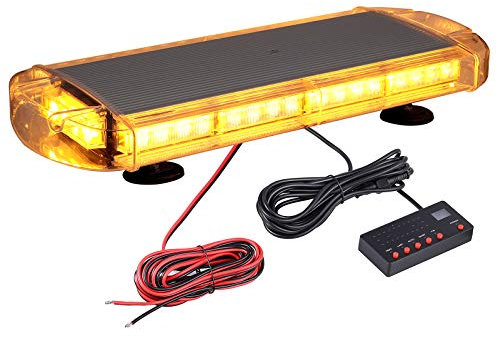 Justech 40LEDs 40W Feux de Secours Récupération Étanche Avertissement Strobe Ambre Danger Balise Lumière de Toit 21 Modes de Flash pour 12V 24V Remorque Camion Véhicule Automobile-Base Magnétique
