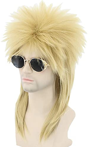 LeMarnia Unisex Adult 80s Mullet Wig Blonde Halloween Costume Fancy Party Wig