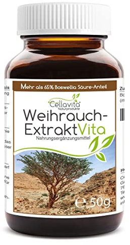 Cellavita | Weihrauch-Extrakt Vita | Mit mehr als 65% Boswellia-Säuren-Anteil (Indischer Weihrauch) | 50g Pulver (100 Tages-Vorrat) (50g Pulver)