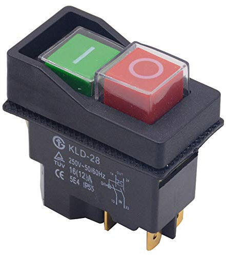DINGTAIMEI Imperméable Électromagnétique KLD-28 Bouton-poussoir Interrupteur de Sécurité Magnétique pour Trancheur Percer Vu 220V 4 Pins Noir