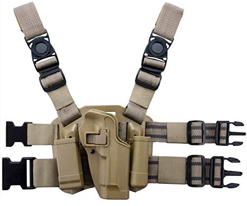 Gexgune Beretta 92 Holster mit Fallbein, CQC Serpa Oberschenkelpistolenhalfter Rechtes Bein und Taschenlampentasche für Beretta 92 96 M9 M92