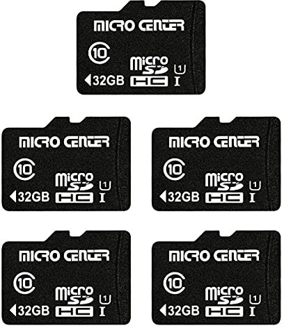 Micro Center 32GB Class 10 Micro SDHC Flash Memory Card with Adapter for Mobile Device Storage Phone Tablet Drone (5 Pack)