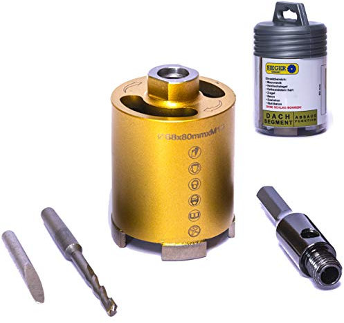 Broca de corona de perforación profesional de diamante, 68 mm, 82 mm, con segmentos de techo soldados con láser y orificios de extracción, para Makita Bosch Baier Hilti Eibenstock (68 mm + acople