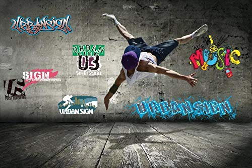 Papel Pintado Pared 400x280 cm Graffiti De Baile Callejero Juvenil Enérgico Mural Infantil Fotomurales 3D Papel Tapiz Decorativos