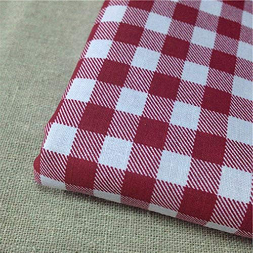 Egurs Klassisch Kariertes Muster Baumwollstoff Meterware,100cmm x 150cm Rotes weiße Plaid