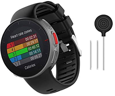Huwokxix Armband Kompatibel mit Polar Vantage V, Verstellbares Silikon Uhrenarmband Sport Ersatzband für Polar Vantage V (Schwarz)