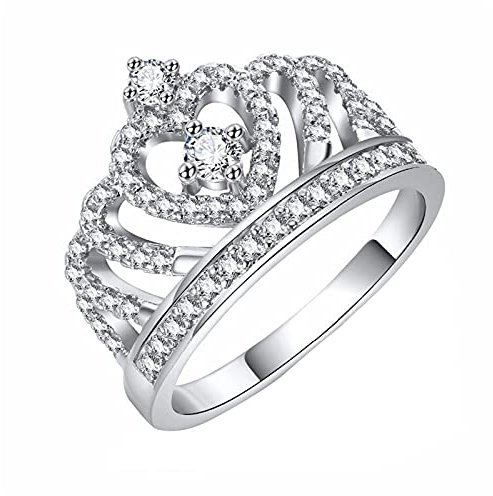 Damen Ring Krone Kronenring Crown Queen Verlobungsring Eheringe Promise Verlobung Ring Silberringe Trauringe Damenring Hochzeitsringe Antragsring Ringe, Damen Schmuck (19.8mm)