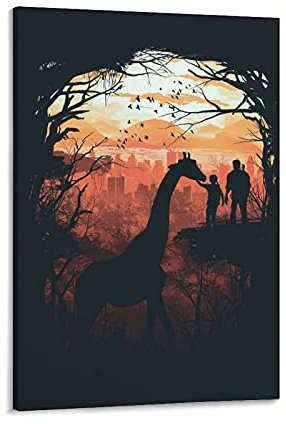 The Last of Us Hirsch-Silhouetten, Leinwand-Kunstposter und Wandkunstdruck, modernes Familienschlafzimmerdekor, Poster, 60 x 90 cm