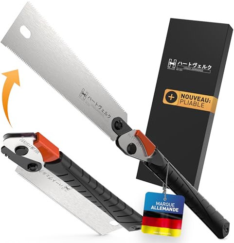 HARDTWERK Hanzo - Sega giapponese pieghevole [RYOBA – su entrambi i lati), 240 mm, in acciaio al carbonio SK4 (manico super grip) per fai da te, sega fine giapponese