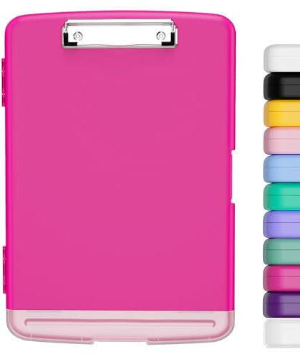 Hnogri Kunststoff-Klemmbrett mit Aufbewahrung, Hochleistungs-Clips, Klemmbrett-Aufbewahrungsbox, geringes Gewicht, glattes Schreiben für die Arbeit, Größe 14 x 9,6 x 1,2 Zoll (rot)