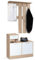 IDMarket - Vestiaire d'entrée avec miroir PAULIN design hêtre portes blanches