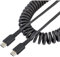 StarTech.com 20in (50cm) USB C Charging Cable, Coiled Heavy Duty Fast Charge & Sync USB-C Cable, USB 2.0 Type-C Cable, Rugged Aramid Fiber, Durable Male to Male USB Cable, Black (R2CCC-1M-USB-CABLE)