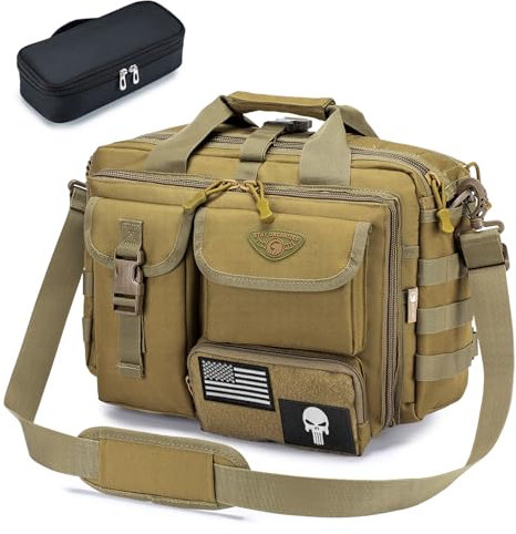 Stypos Taktische Kuriertasche, 35,6 cm (14 Zoll), Aktentasche für Herren, Militär-Laptop-Tasche, Kuriertasche, Umhängetasche, Flugtaschen für Piloten, Khaki, 35,6 cm, Aktentasche