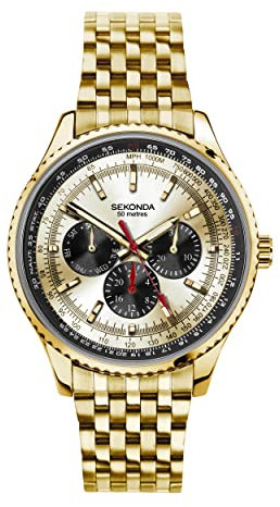 Sekonda Maverick Men’s 43mm Quartz Watch in Champagne with Analogue Display, and Gold Stainless Steel Bracelet 30040