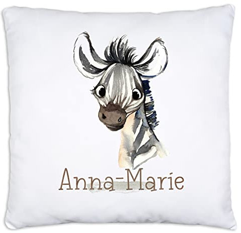 timalo® Zebra Personalisiertes Kissen mit Namen | personalisiertes Dekokissen mit Wunschname für Kinder individuelles Geschenk Namenskissen | Kissen-t-5