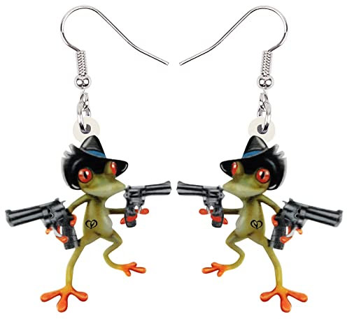 RAIDIN Acryl niedlich kreative Anime Frosch Tier Ohrringe für Damen Mädchen Tier baumeln Haken Ohrringe Schmuck für Geschenke Tierliebhaber Dekorationen (Grau)