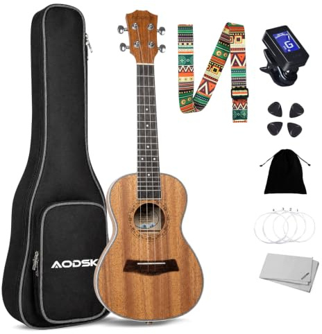 AODSK Ukulele for Starter Kit, Soprano Ukelele Beginner Bundle Kit with Free Gig Bag Strap,Hawaiian Uke,Professional Wooden Acoustic Ukelele (AUS-P10 21 Inch Mahogany Soprano)