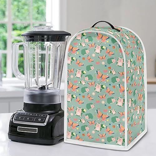Poceacles Blender Covers for Kitchen Compatible with Food Blender, Food Processor for Kitchen Blender Cover, Easy to Clean, Hedgehog Butterflies Pattern