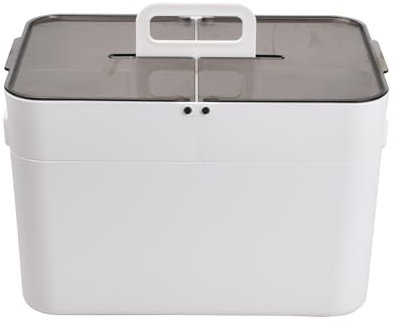 xianynow Scatola per Medicinali in Plastica, Doppio Strato Cassetta di Pronto Soccorso, Contenitore per Medicinali con Coperchio e Maniglia 28.5 * 21 * 21cm