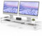 Fenge Acrylic Monitor Stand Riser - Clear Dual Monitor With Whole Piece Shelf 109.4cm Large Desktop for PC/Laptop/Fax/Printer/TV Screen, White