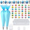 GZMAISULEE Juego de 55 mangas pasteleras reutilizables y puntas de glaseado, kit de decoración de pasteles para glaseado de galletas, 2 bolsas de glaseado, 49 puntas de glaseado, 3 acopladores, 1 caja