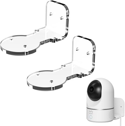 ZahoTse for eufy Security Indoor Cam E220 / Pan & Tilt / Indoor Security Camera Holder Wall Mount eufy Security Indoor Cam E220 Stand Bracket Accessory Rack (2 Pieces, E220/ Pan & Tilt, Transparent)