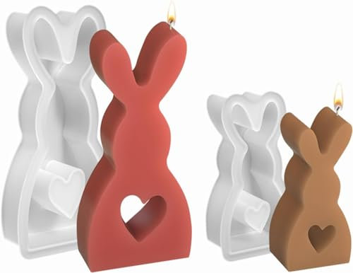 Ostern Kaninchen Silikonformen, 2 Stück Gießformen, Kerzen Silikonform, Osterhase für Seife, Wachskerzen, Ostergeschenke