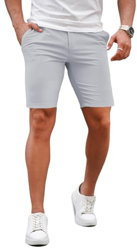 GINGTTO Pantaloni Corti Uomo Slim Elasticizzati Chino Estivi Shorts | Pantaloncini Chino Super Elasticizzati, Vestibilità Affusolata, Stile Casual