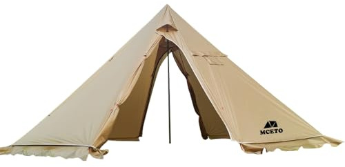 HUIOP Tente tipi pyramidale imperméable en aluminium 4 saisons pour 4 à 6 personnes avec poêle pour randonnée