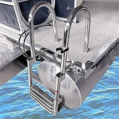 CYMYYDS Boot Poolleiter 4 Stufen Schwimmbadleiter Edelstahl Ponton Bootsleiter Für Schwimmbad/Deck/Boot, Klappbar Teleskopisch Plattformleiter, Platzsparend