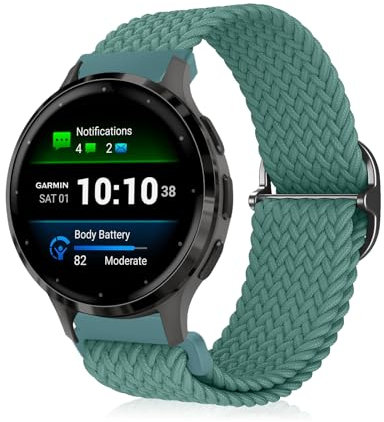 MiKoyi 18 mm Geflochtenes Armband für Garmin Venu 3S/Venu 2S/Forerunner 265S/Forerunner 255S/Forerunner 255S Music/Active S, Nylon Sport Uhrenarmband für Huawei Watch 5 42 mm/GT 5 41 mm, Grün
